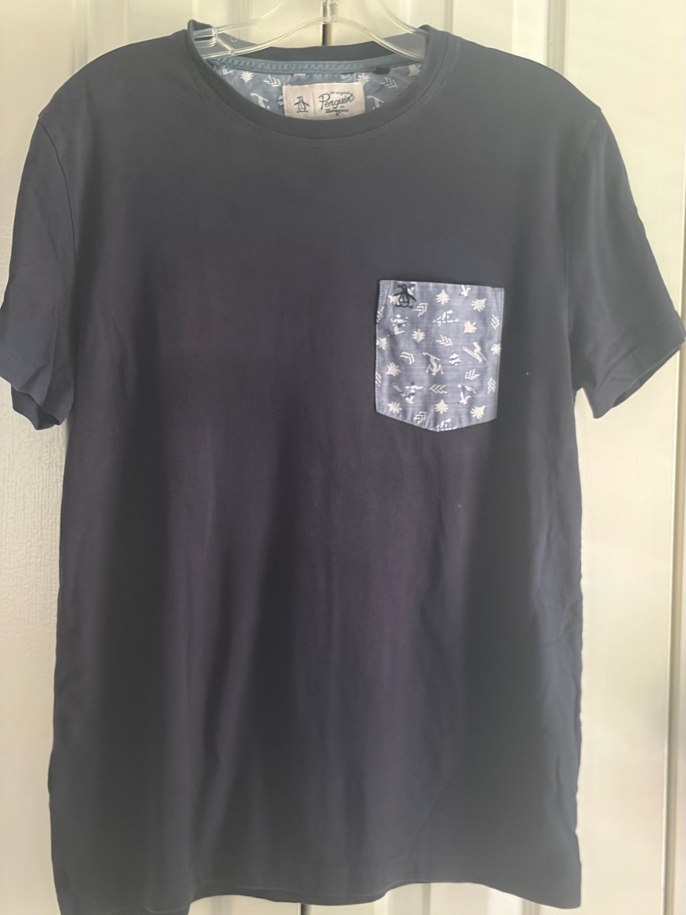 Unisex Penguin Navy Blue Pocket Tee